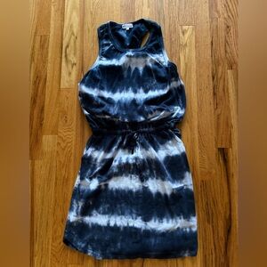 Sundry Navy and White Tie-Dye Dress